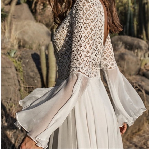 #116. 3 LEFT! PRICE FIRM 🩷CLOSEOUT NEW! Bohemian Gypsy long White Maxi Dress - Picture 5 of 7